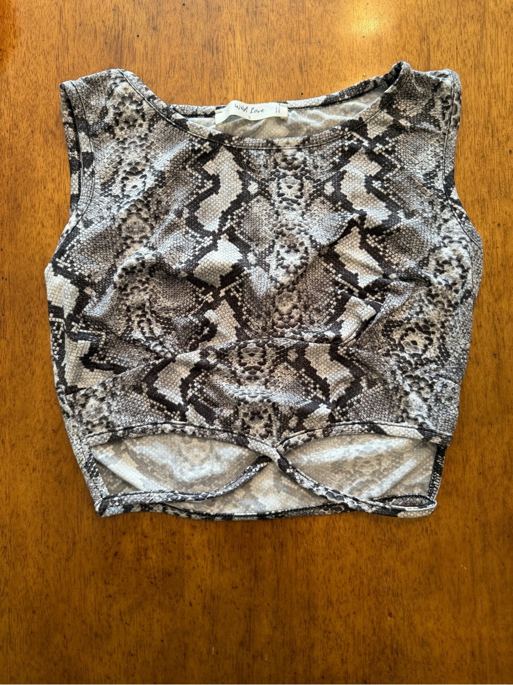 Snake Print Crop Tank Top - Grey size small